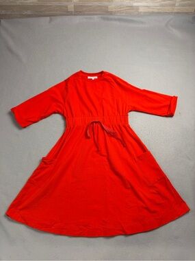 Little Parni LP Pocket Dress Red Orange Raglan Knit Midi Girls Size 8